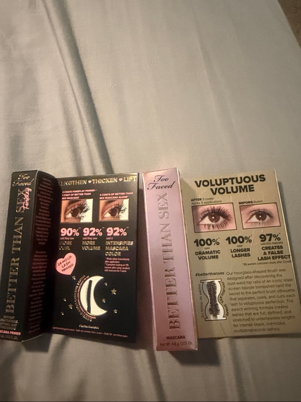 Too Faced Better Than Sex Mascara primer and black mascara  - travel size. NIB